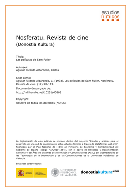 Nosferatu. Revista De Cine (Donostia Kultura)