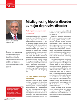 Misdiagnosing Bipolar Disorder As Major Depressive Disorder