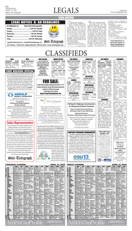 Legals Classifieds