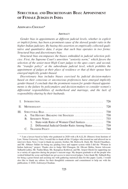 Structural and Discretionary Bias: Appointment of Female Judges in India