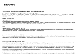 Announcing the Discontinuation of the Windows Mobile Apps for Blackboard Learn