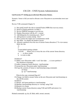 CIS 228 – UNIX System Administration