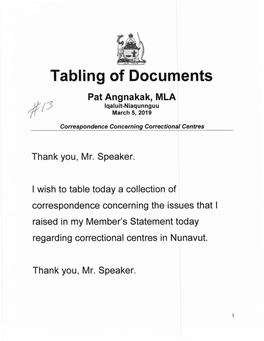 Correspondence Concerning Correctional Centres