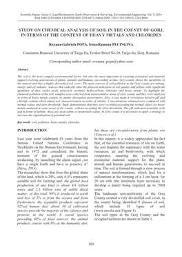 Study on Chemical Analysis of Soil in the County of Gorj, in Terms of the Content of Heavy Metals and Chlorides