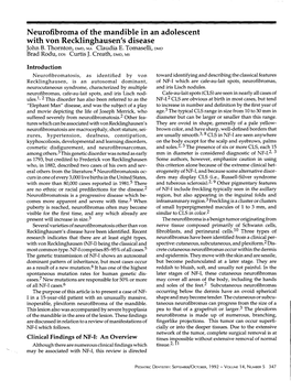 Neurofibroma of the Mandible in an Adolescent with Von Recklinghausen's Disease