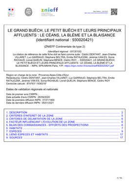 LE GRAND BUËCH, LE PETIT BUËCH ET LEURS PRINCIPAUX AFFLUENTS : LE CÉANS, LA BLÈME ET LA BLAISANCE (Identifiant National : 930020421)