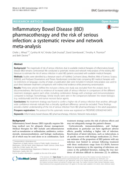 Inflammatory Bowel Disease (IBD) Pharmacotherapy and the Risk of Serious Infection: a Systematic Review and Network Meta-Analysis Chelle L