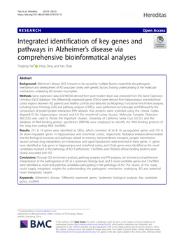 Integrated Identification of Key Genes and Pathways in Alzheimer's Disease Via Comprehensive Bioinformatical Analyses