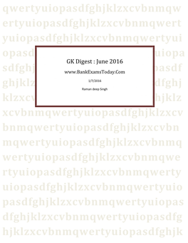 GK Digest : June 2016 Sdfghjklzxcvbnmqwertyuiopasdf