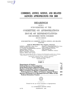 Commerce, Justice, Science, and Related Agencies Appropriations for 2009