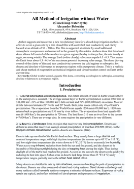 AB Method of Irrigation Without Water
