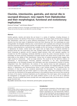 Clavicles, Interclavicles, Gastralia, and Sternal Ribs in Sauropod Dinosaurs