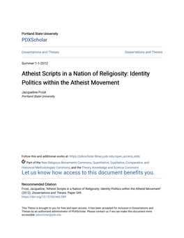 Identity Politics Within the Atheist Movement