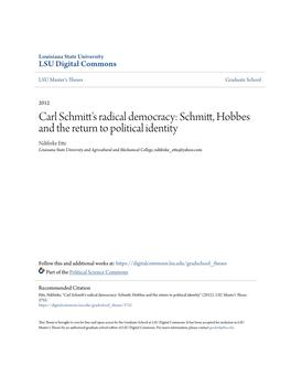Carl Schmitt's Radical Democracy