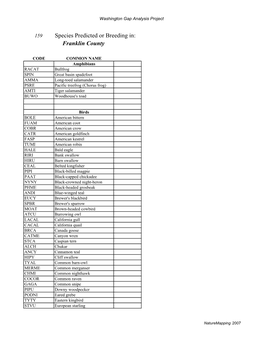 Franklin County Species List