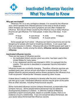 Why Get Vaccinated? Influenza (“Flu”) Is a Very Contagious Disease. It