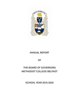Annual Report of the Board of Governors Methodist College Belfast