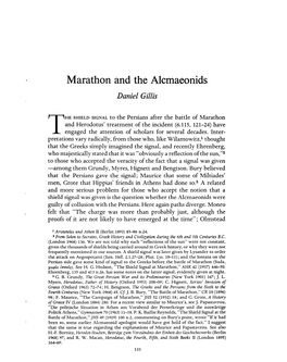 Marathon and the Alcmaeonids Gillis, Daniel Greek, Roman and Byzantine Studies; Summer 1969; 10, 2; Proquest Pg