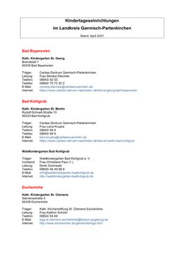 Kindertageseinrichtungen Im Landkreis Garmisch-Partenkirchen