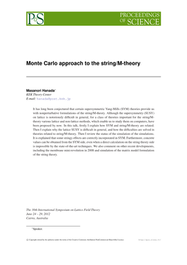 Monte Carlo Approach to the String/M-Theory