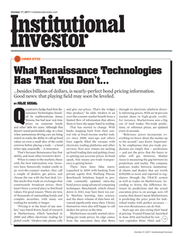 What Renaissance Technologies Has That You Don't…