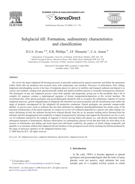 Subglacial Till: Formation, Sedimentary Characteristics and Classification ⁎ D.J.A