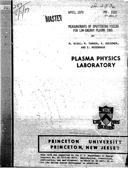 Measurements of Sputtering Yields for Low-Energy Plasma Ions