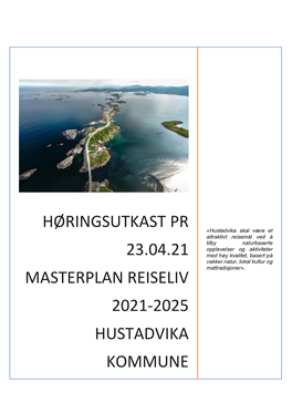 Høringsutkast Pr 23.04.21 Masterplan Reiseliv 2021-2025 Hustadvika