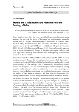 Frondizi and Mandelbaum on the Phenomenology and Ontology of Value