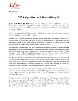 DFSA Signs Mou with Bank Al Maghrib
