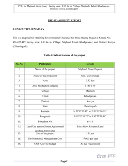 0.93 Ha in Village: Majhauli, Tehsil: Khadgawan , District: Koriya, Chhattisgarh