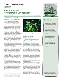 Native Shrubs for Colorado Landscapes Fact Sheet No