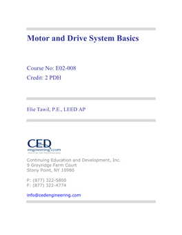 Improving Motor and Drive System Performance: a Sourcebook for Industry Section 1: Motor and Drive System Basics