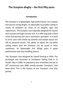 The Scorpion Dinghy – the First Fifty Years