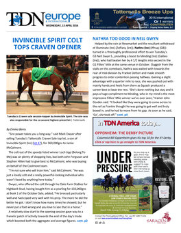 Invincible Spirit Colt Tops Craven Opener