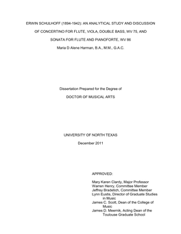 Erwin Schulhoff (1894-1942): an Analytical Study and Discussion