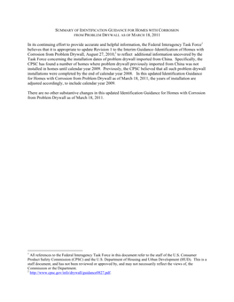 Identification Guidance for Homes with Corrosion from Problem Drywall As of March 18, 2011