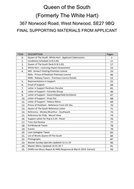 Queen of the South (Formerly the White Hart) 367 Norwood Road, West Norwood, SE27 9BQ FINAL SUPPORTING MATERIALS from APPLICANT