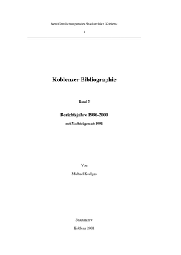 Koblenzer Bibliographie 1996-2000