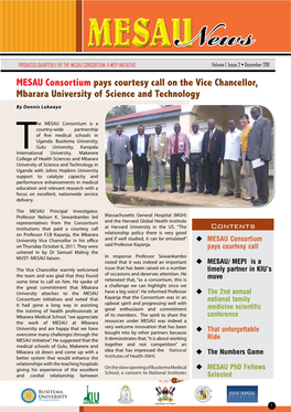 MESAU Consortium Pays Courtesy Call on the Vice Chancellor, Mbarara