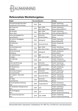 Referenzliste Werkleitungsbau