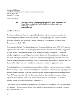 Benjamin Mcpherson New York State Department of Environmental Conservation 270 Michigan Ave., Buffalo, NY 14203