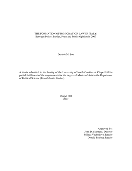 Between Policy, Parties, Press and Public Opinion in 2007 Desirée M