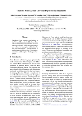 The First Komi-Zyrian Universal Dependencies Treebanks