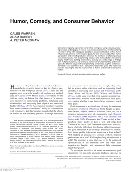 Humor, Comedy, and Consumer Behavior