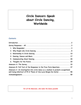 Circle Dancers Speak About Circle Dancing, Worldwide