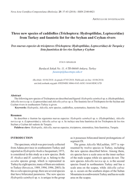 Trichoptera: Hydroptilidae, Leptoceridae) from Turkey and Faunistic List for the Seyhan and Ceyhan Rivers