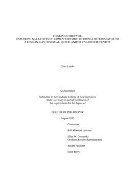 Exploring Narratives of Women Who Shifted from a Heterosexual to a Lesbian, Gay, Bisexual, Queer, And/Or Unlabeled Identity