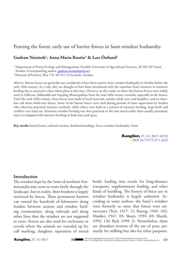 Fencing the Forest: Early Use of Barrier Fences in Sami Reindeer Husbandry