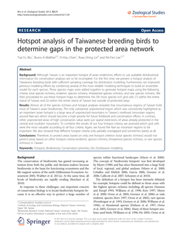 Hotspot Analysis of Taiwanese Breeding Birds to Determine Gaps In